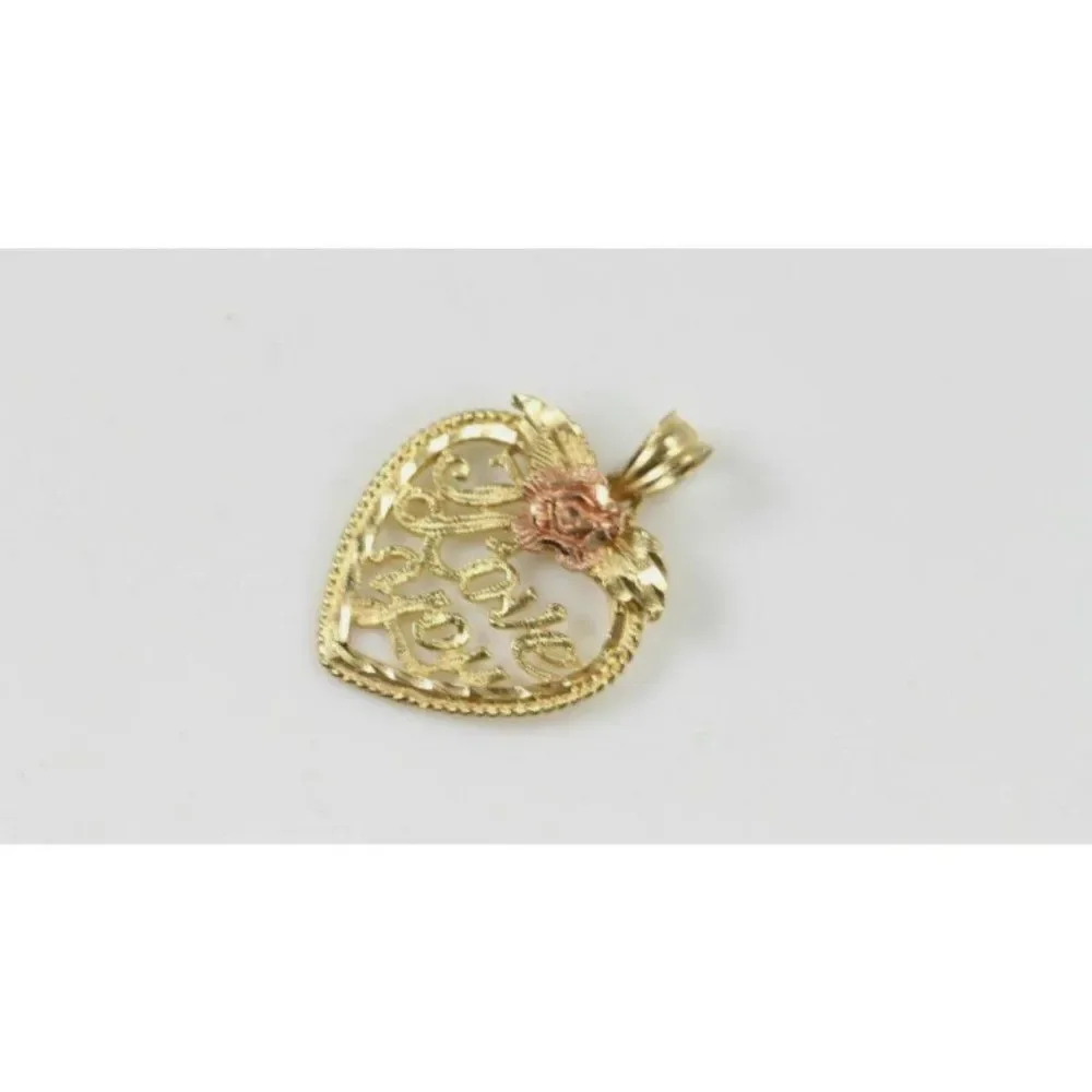 14k Solid gold heart I love you necklace pendant‎ mother's day valentine